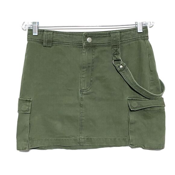 Forever 21 Dresses & Skirts - Forever 21 Denim Mini Skirt M Cargo Pockets Utility Army Green Fairy Grunge Y2K